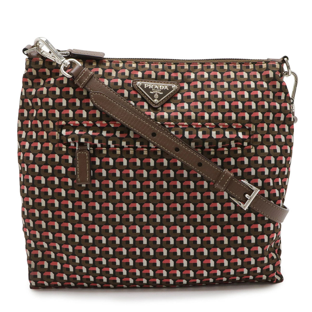 Prada Tessuto Stampat all over Crossbody Bag leather pinkish multi brown